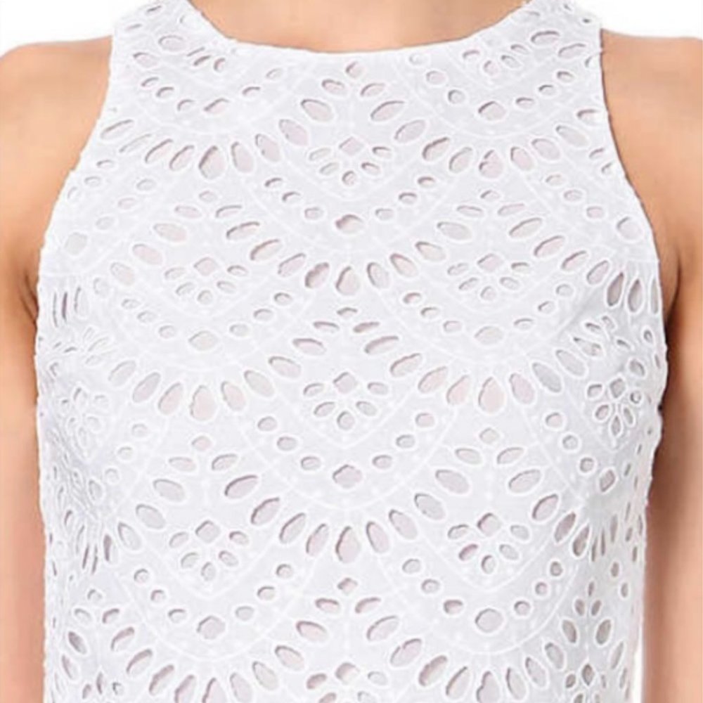 White Alice + Olivia eyelet cotton crop top